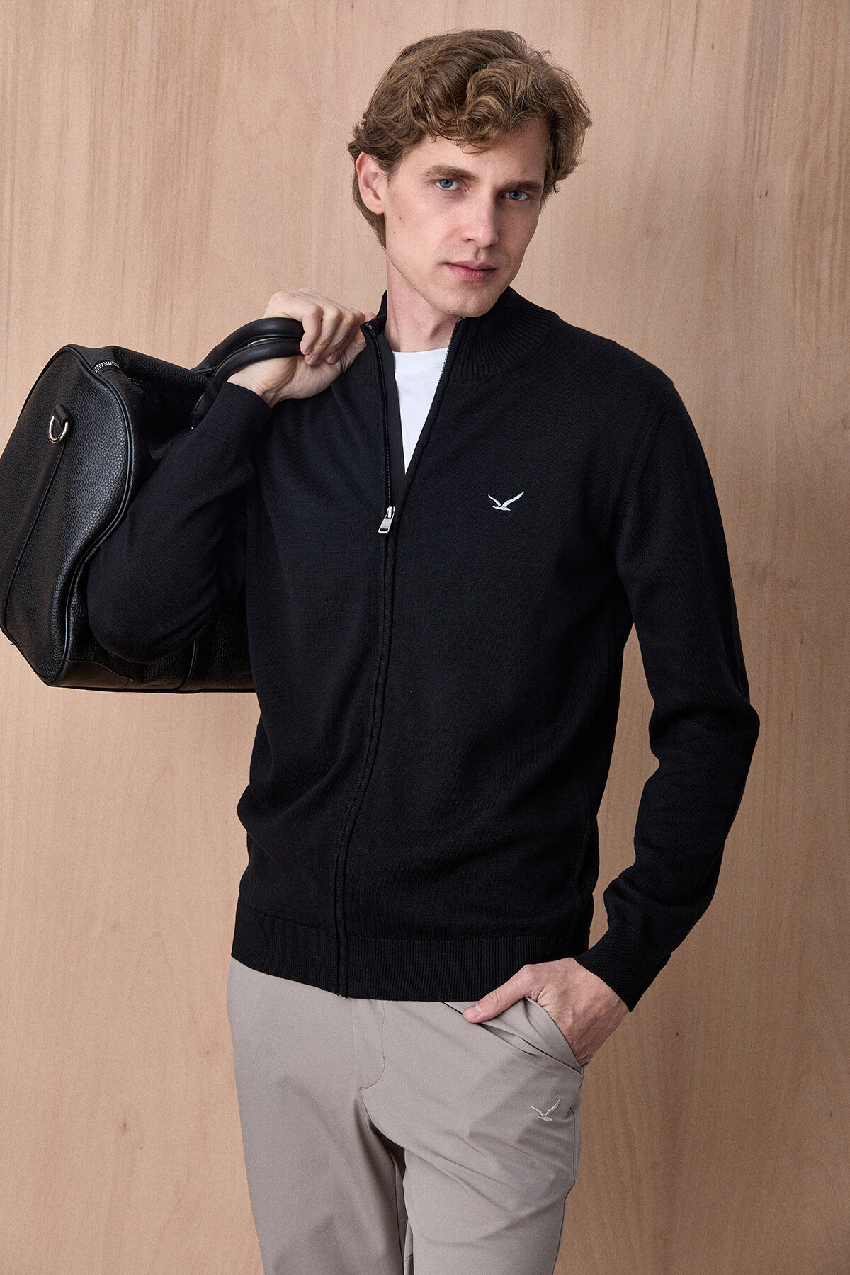 Siyah %100 Pamuk Örgü Hırka - 4