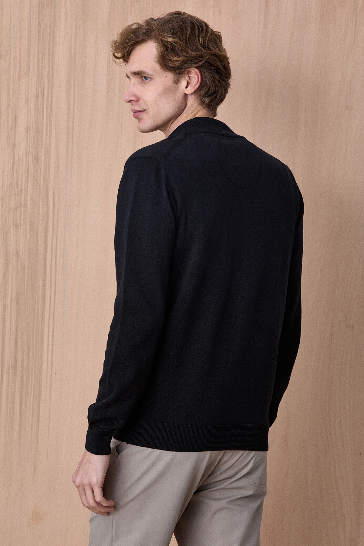 Siyah %100 Pamuk Örgü Hırka - 6