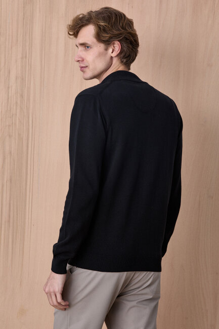 Siyah %100 Pamuk Örgü Hırka - 6