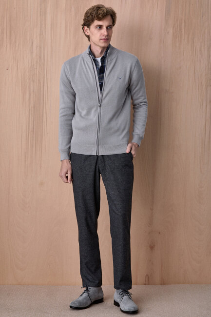 Taş Rengi %100 Pamuk Örgü Hırka - 5