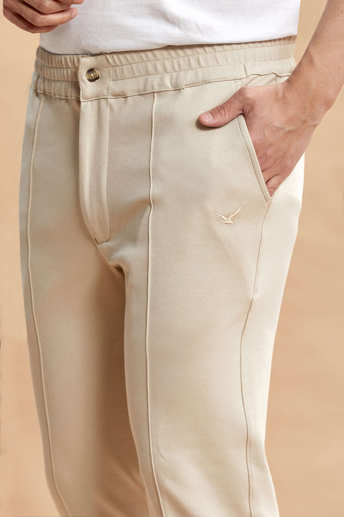 Bej Pamuklu Sweat Pantolon - 4