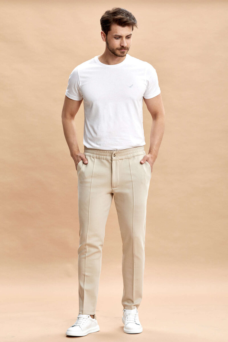 Bej Pamuklu Sweat Pantolon