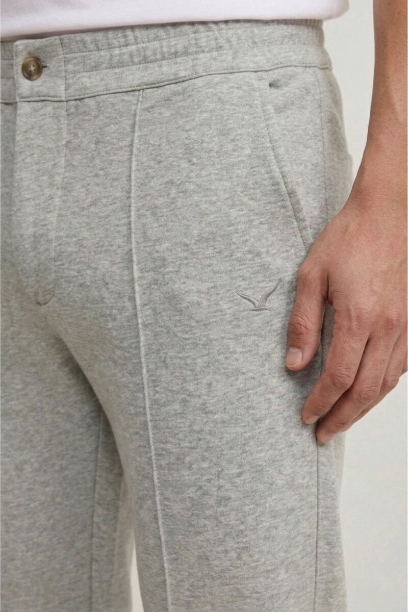 Gri Melanj Pamuklu Sweat Pantolon - 3