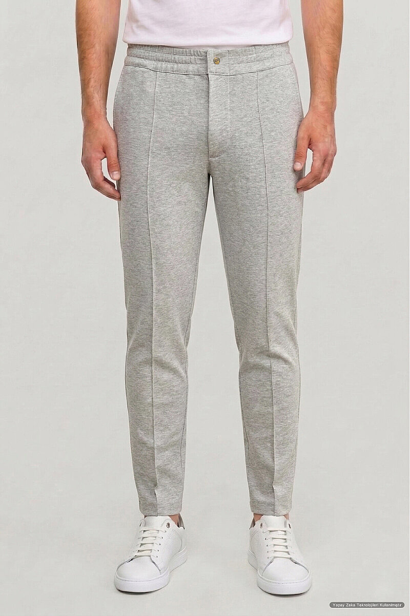 Gri Melanj Pamuklu Sweat Pantolon