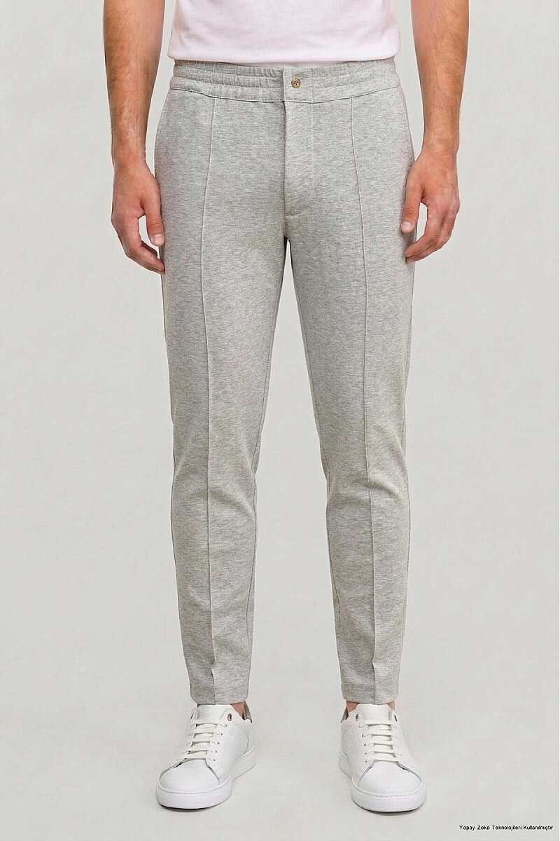 Gri Melanj Pamuklu Sweat Pantolon