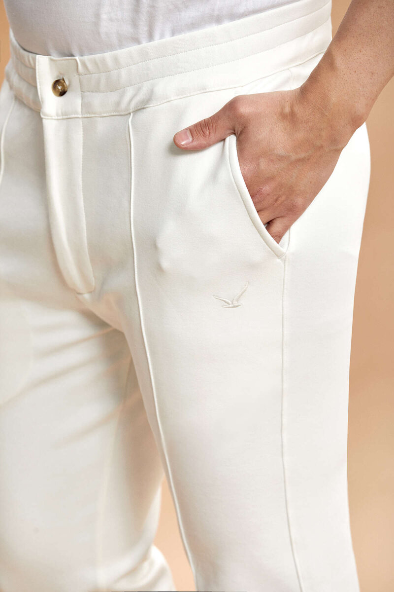 Kırık Beyaz Pamuklu Sweat Pantolon - 5