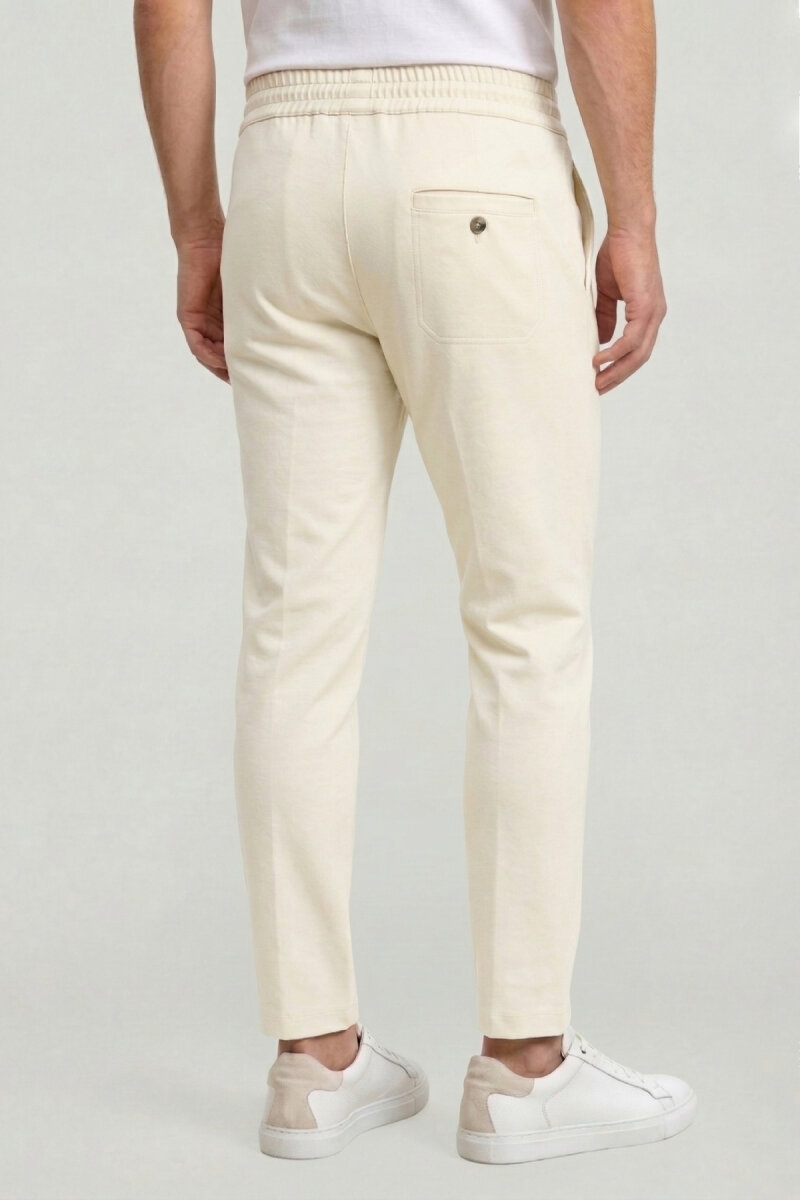 Kırık Beyaz Pamuklu Sweat Pantolon - 4
