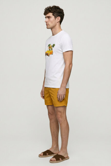 White 100% Cotton Printed T-shirt - 4