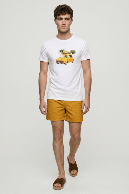 White 100% Cotton Printed T-shirt - 2