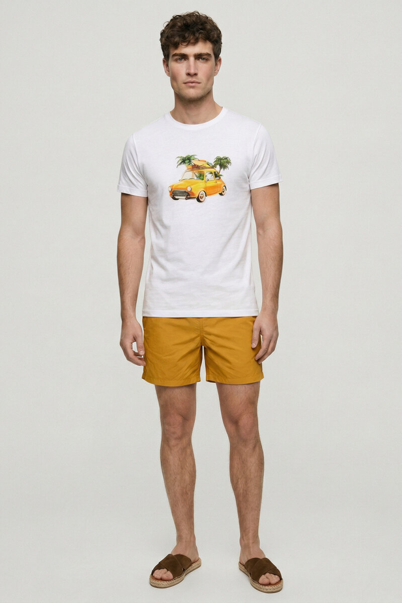 White 100% Cotton Printed T-shirt - 5