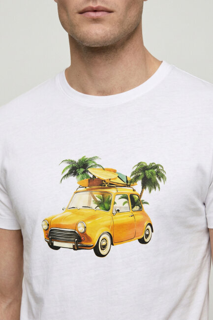 White 100% Cotton Printed T-shirt - 3