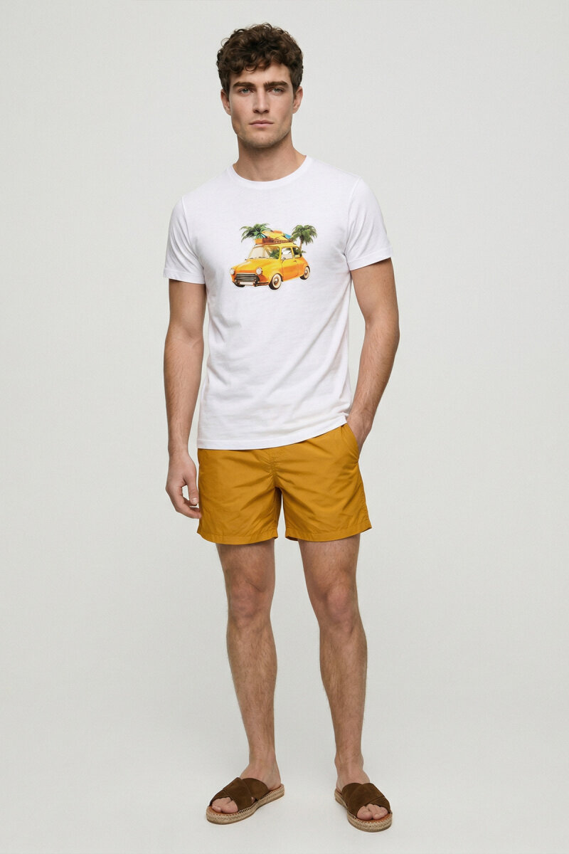 White 100% Cotton Printed T-shirt - 1