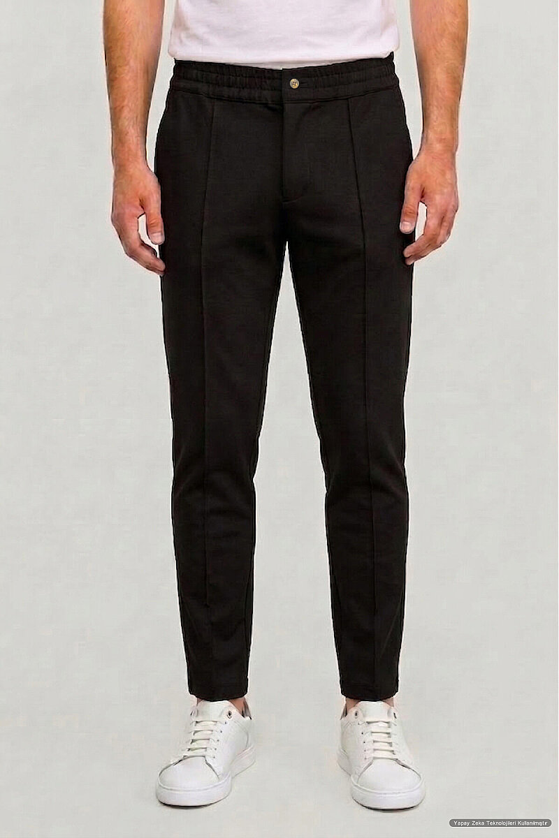 Siyah Pamuklu Sweat Pantolon