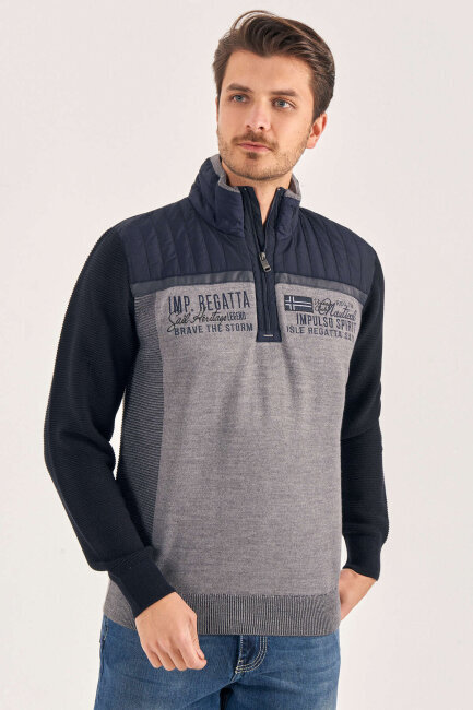 Grey Wool Short Zip-Up Sweater - 2