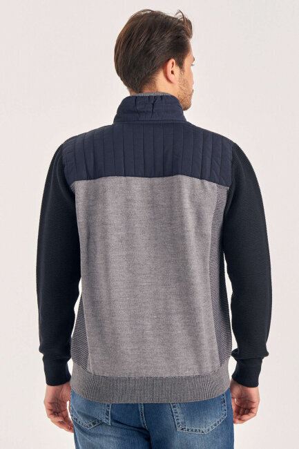 Grey Wool Short Zip-Up Sweater - 5