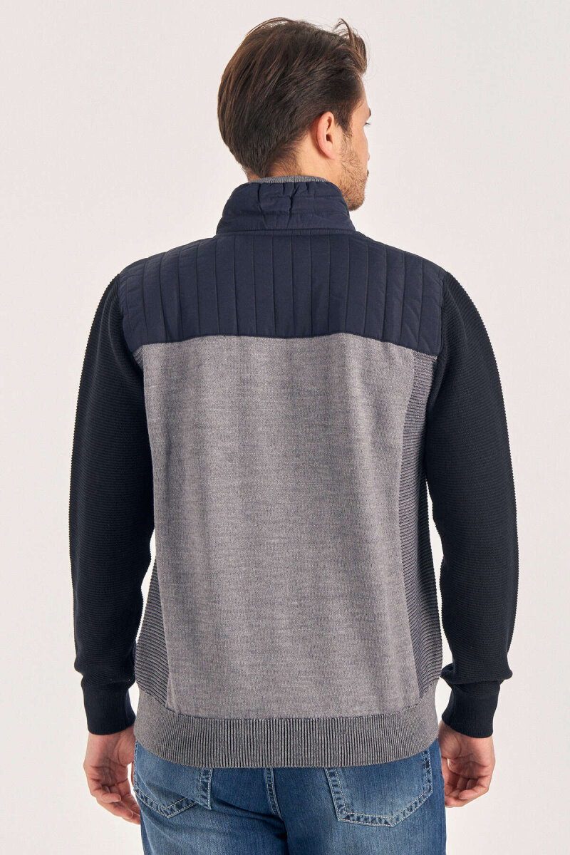 Grey Wool Short Zip-Up Sweater - 5