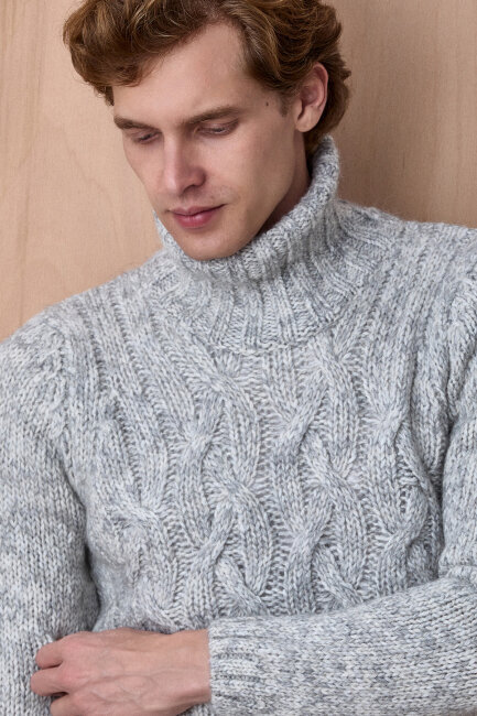 Grey Wool Crew Neck Sweater - 2