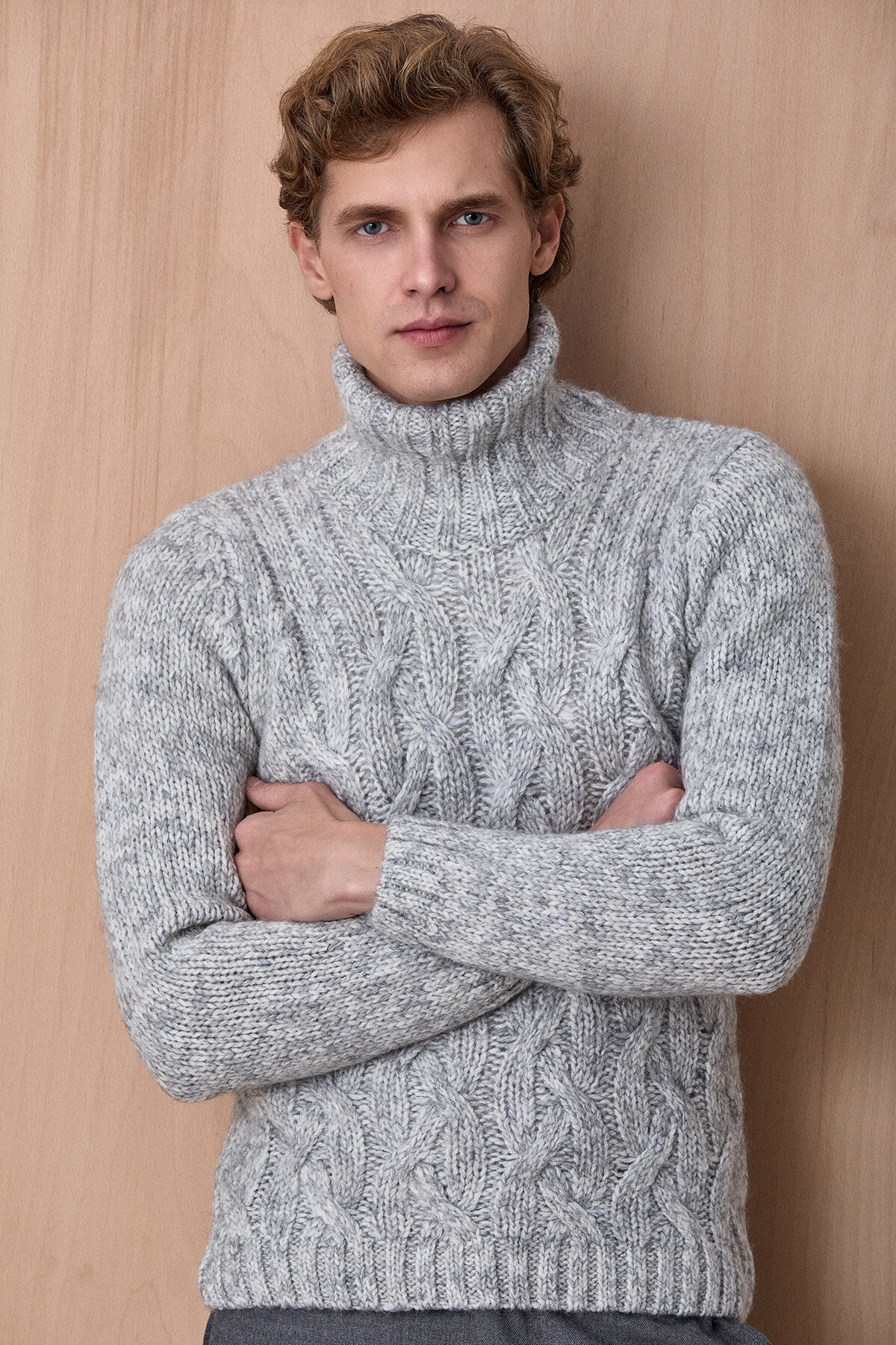 Grey Wool Crew Neck Sweater - 3