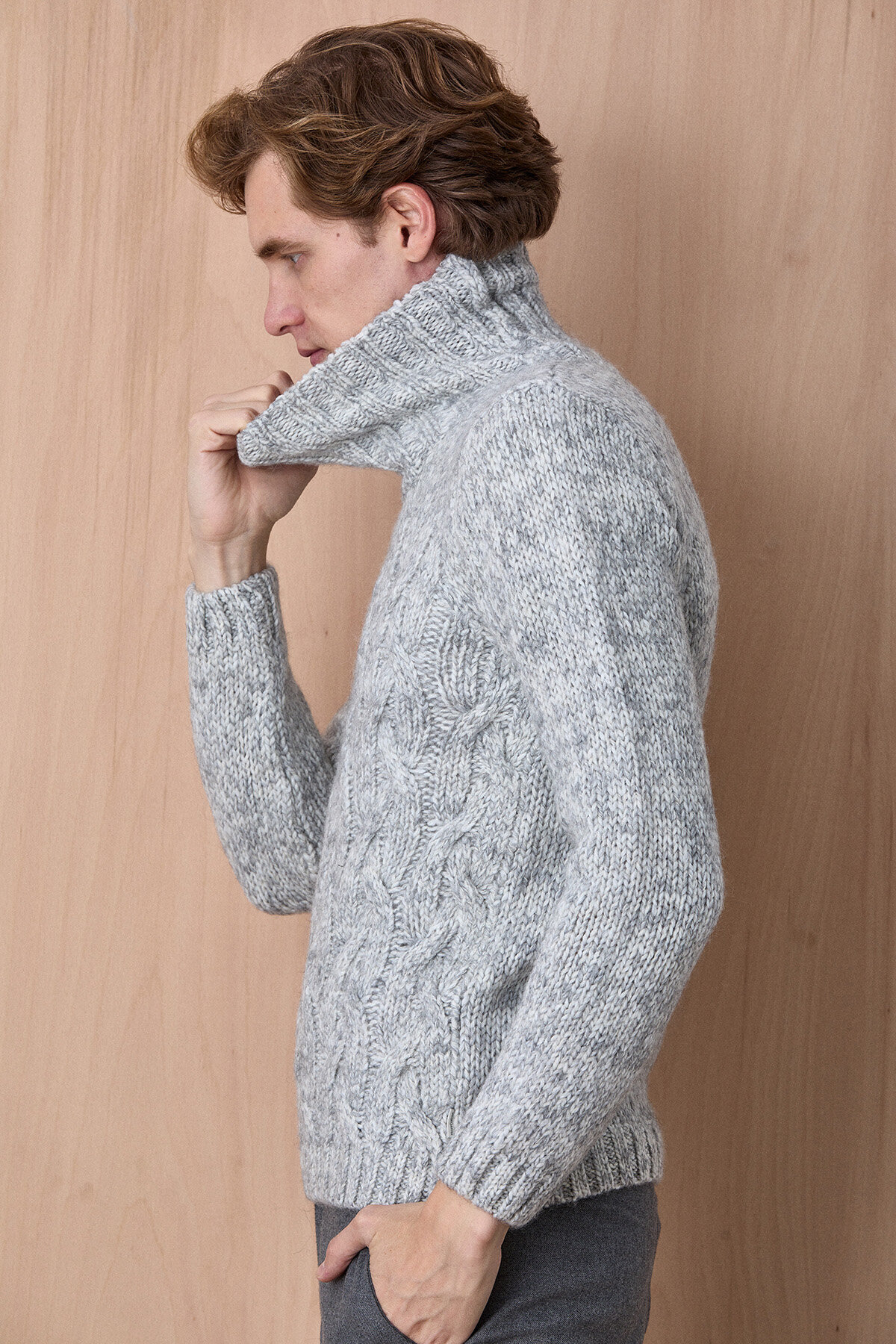 Grey Wool Crew Neck Sweater - 4