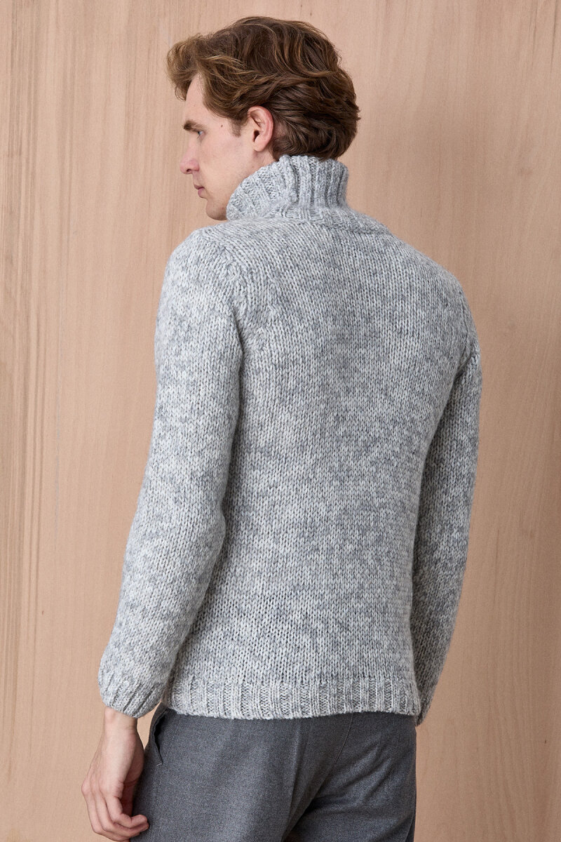 Grey Wool Crew Neck Sweater - 6