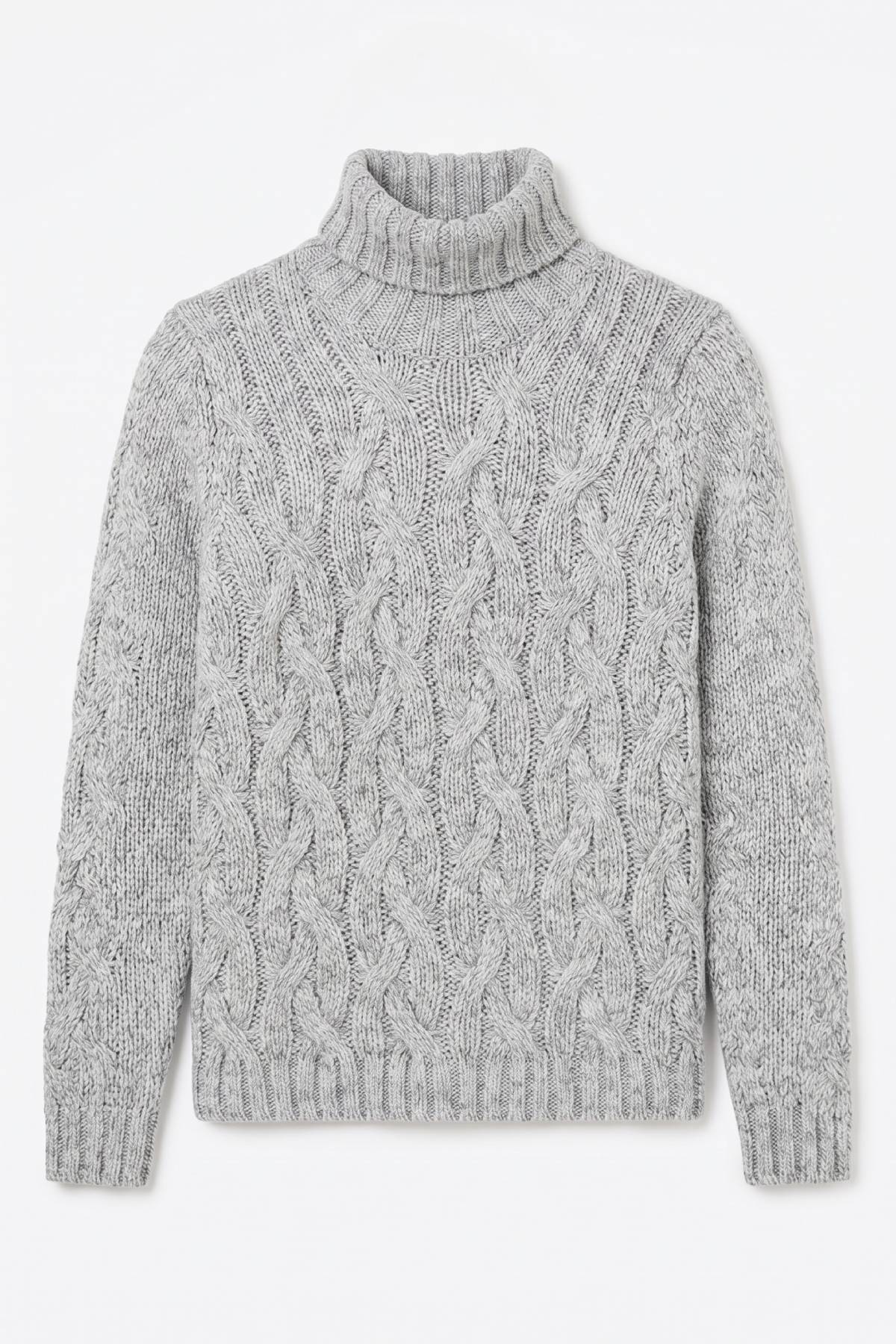 Grey Wool Crew Neck Sweater - 1