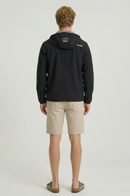 Black Hooded Stretch Summer Jacket - 6