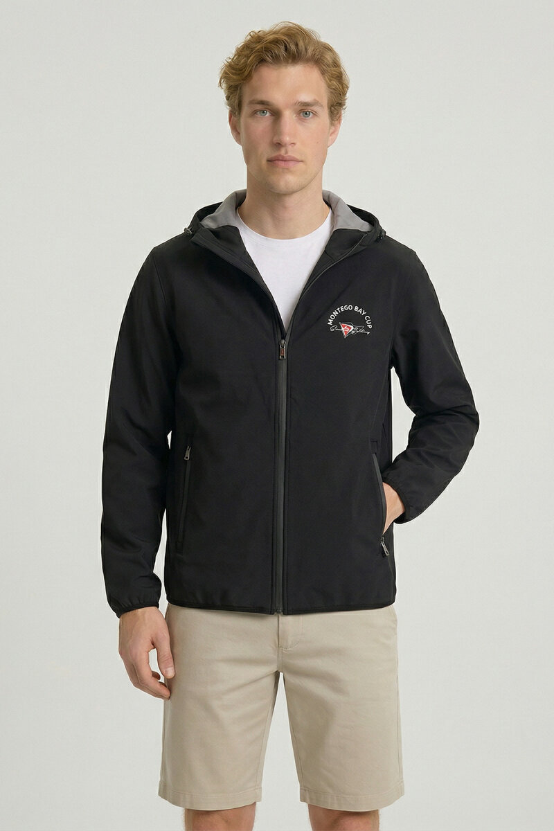 Black Hooded Stretch Summer Jacket (1)