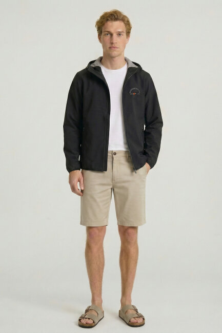 Black Hooded Stretch Summer Jacket - 4