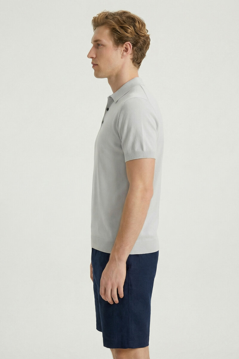 Grey Polo Knit - 4
