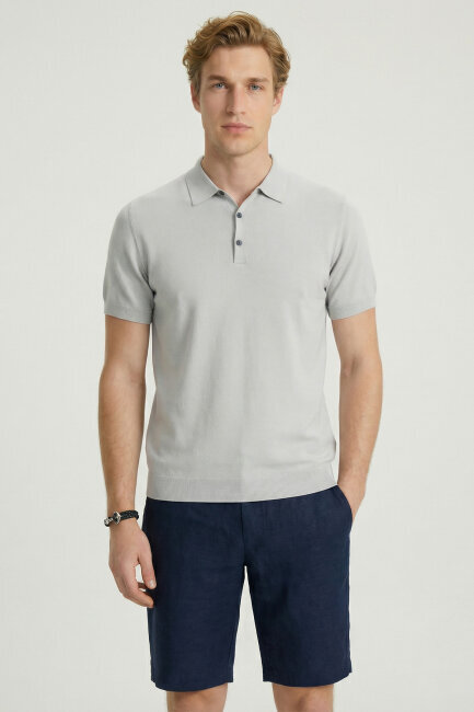 Grey Polo Knit - 1