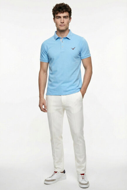 Blue 100% Cotton Polo T-shirt - 5