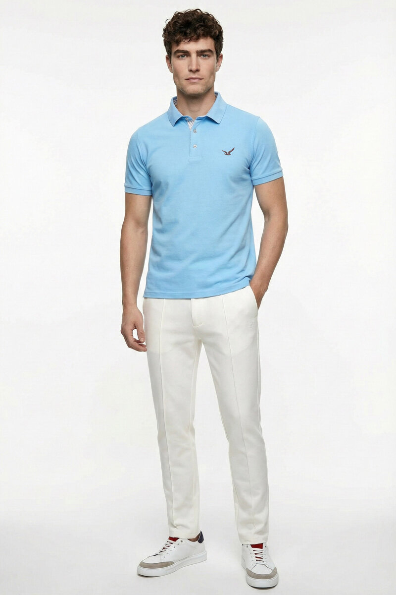 Blue 100% Cotton Polo T-shirt - 5