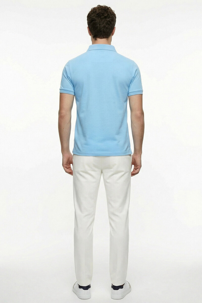 Blue 100% Cotton Polo T-shirt - 6