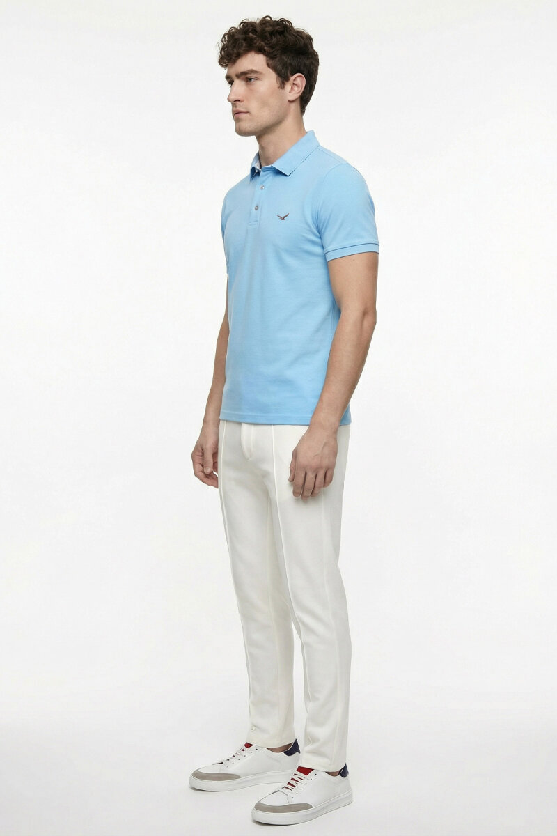 Blue 100% Cotton Polo T-shirt - 4