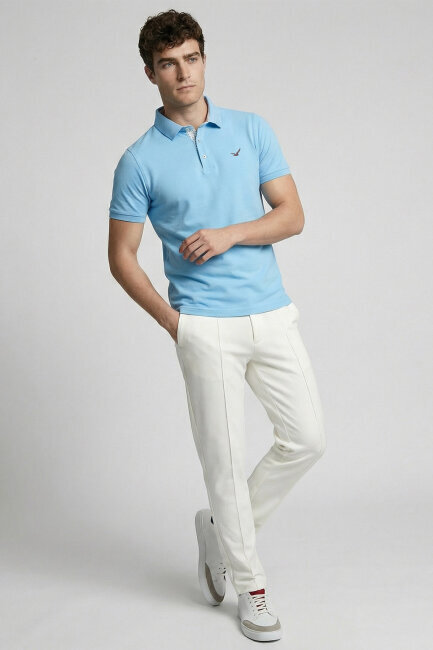 Blue 100% Cotton Polo T-shirt - 2