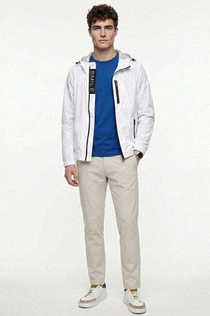 White Hooded Raincoat - 1