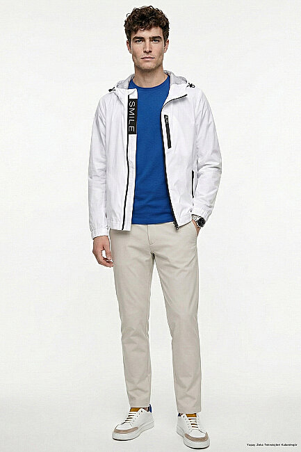 White Hooded Raincoat - 1