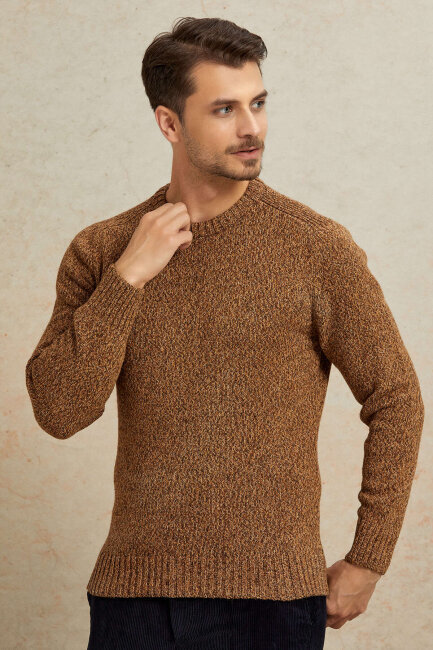 Brown 100% Cotton Round Neck Sweater - 6