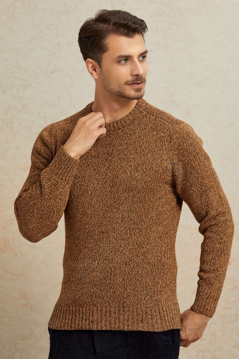 Brown 100% Cotton Round Neck Sweater - 6