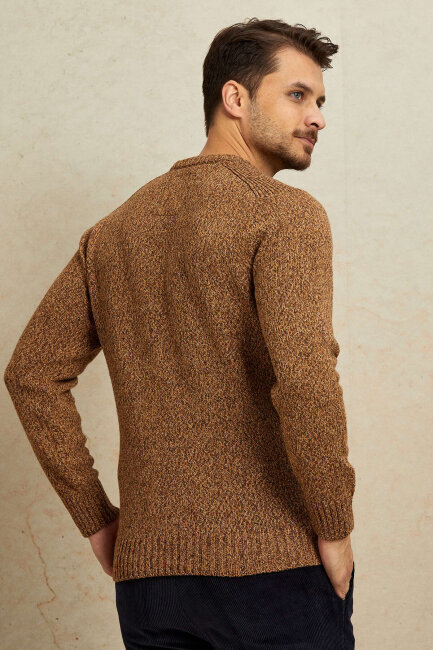 Brown 100% Cotton Round Neck Sweater - 7