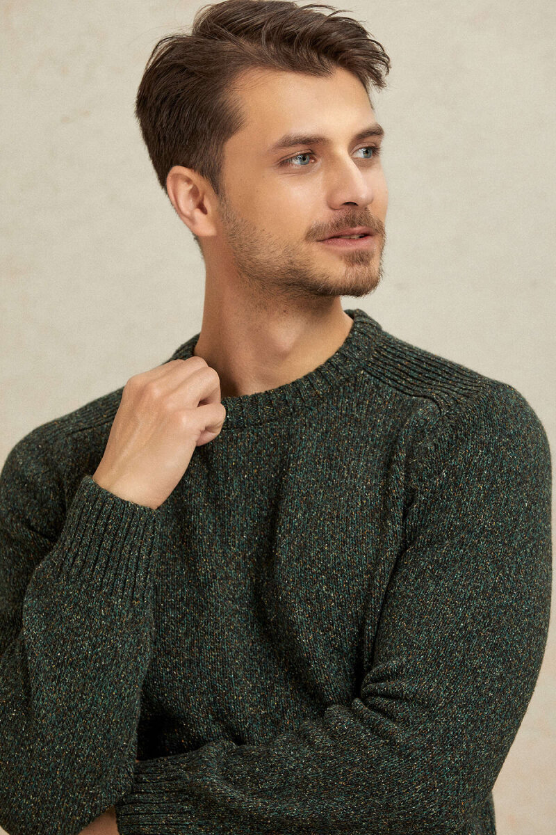 Green 100% Cotton Round Neck Sweater (1)