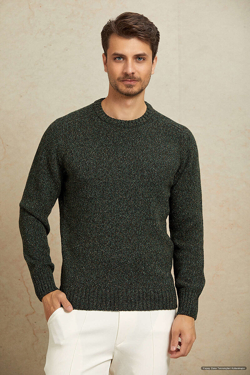 Green 100% Cotton Round Neck Sweater (1)