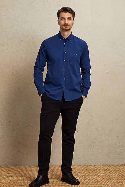 Lacivert %100 Pamuk Gömlek