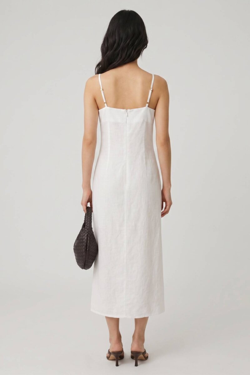 Beyaz %100 Keten Elbise - 5