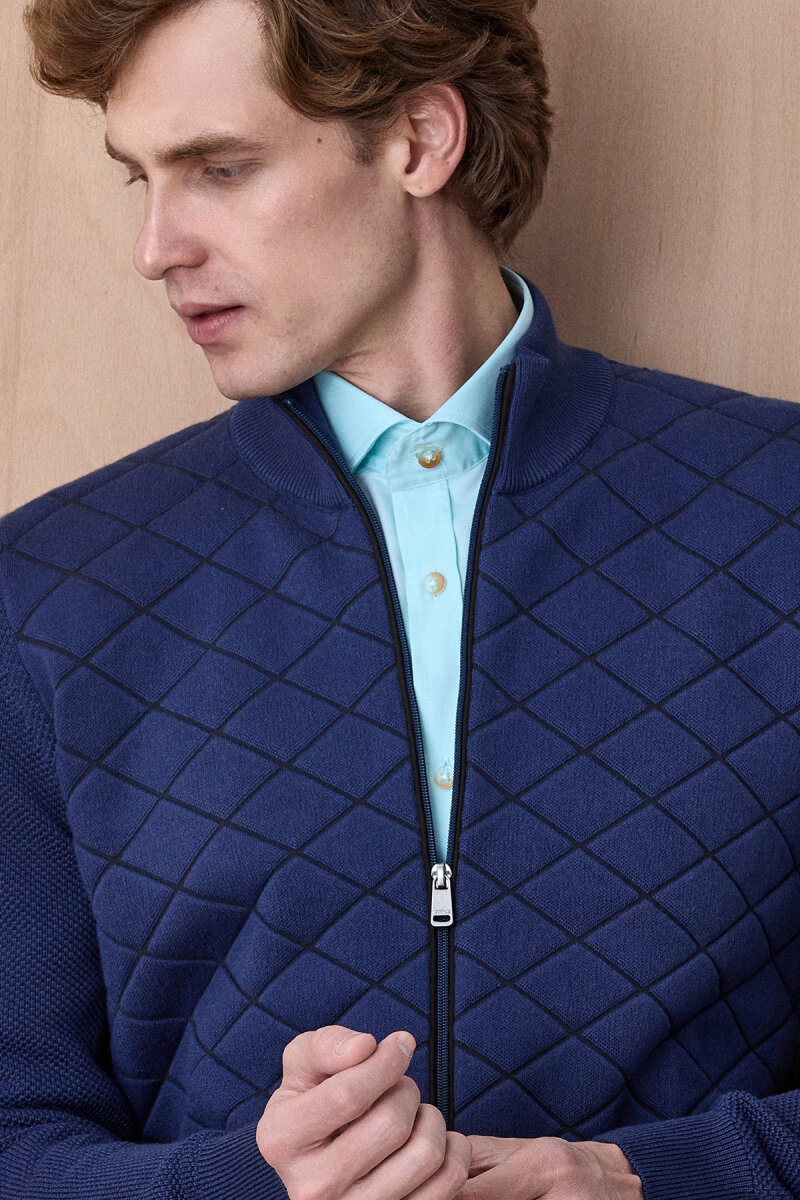 Indigo Pamuklu Fermuarlı Kazak (1)