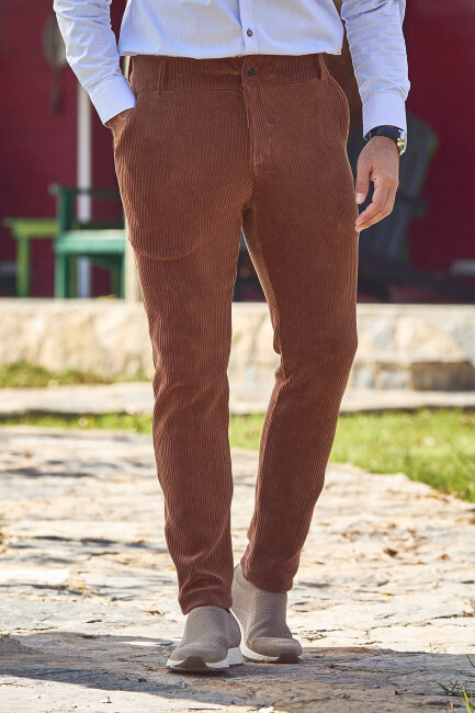 Kiremit Pamuklu Kadife Pantolon 