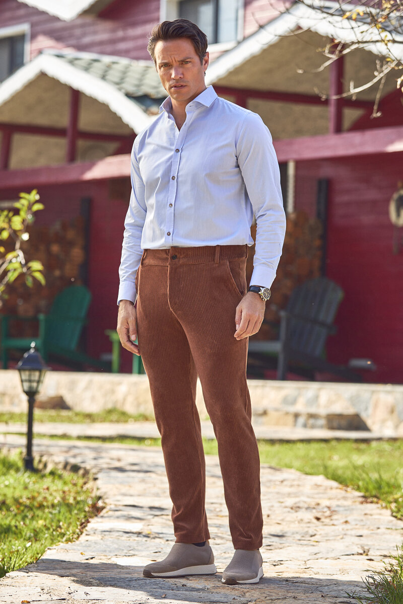 Kiremit Pamuklu Kadife Pantolon - 3