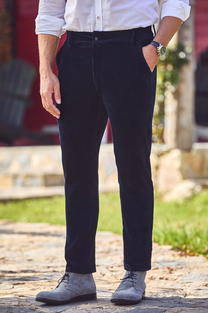 Lacivert Pamuklu Kadife Pantolon (1)