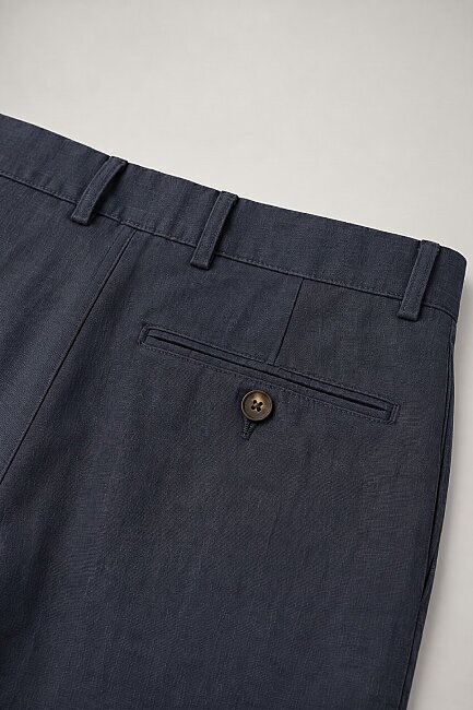 Lacivert %100 Keten Pantolon - 4