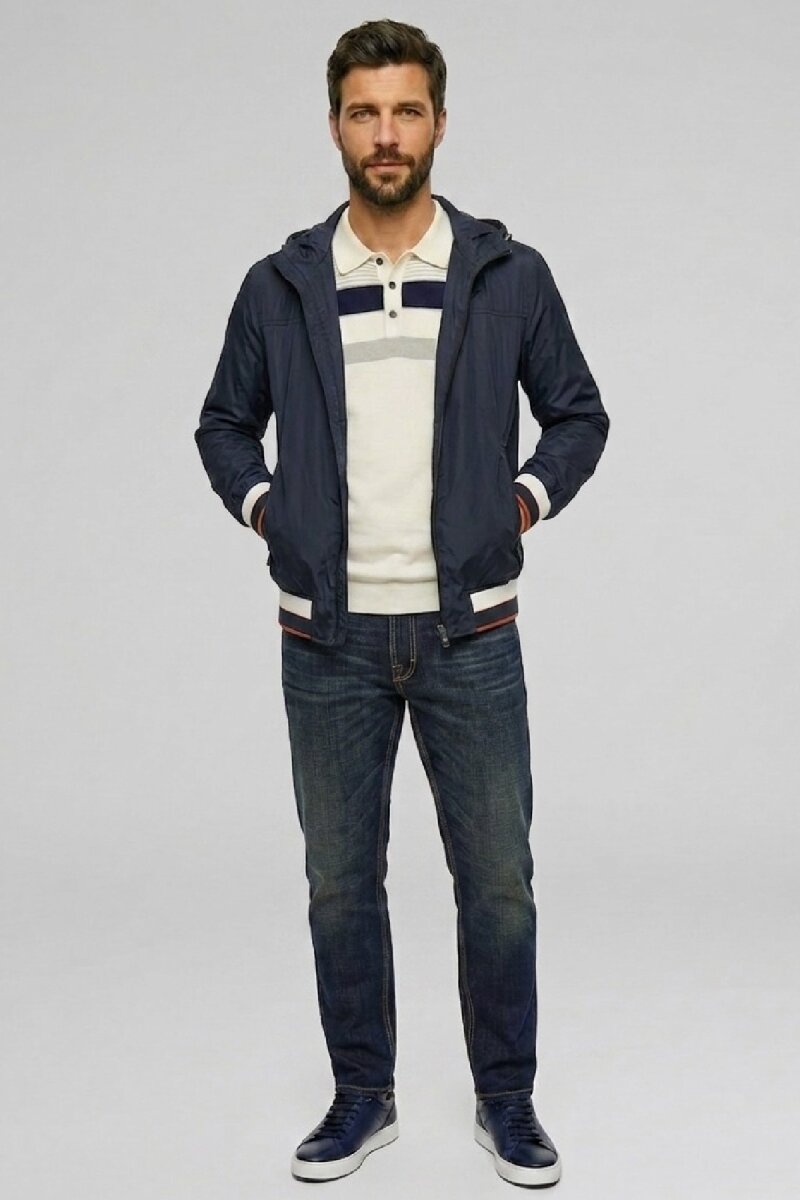 LACİVERT %100 POLYESTER CEKET - 4